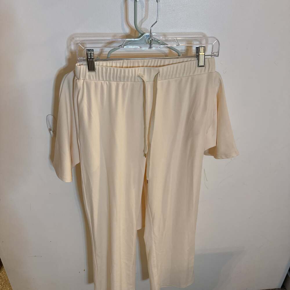 Women's Oversized Lounge Set Crew Neck Tops Matching Loose Wide Leg Pants